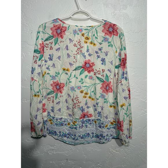 Old Navy floral balloon sleeve blouse womens medium boho bohemian cottagecore - Picture 4 of 6
